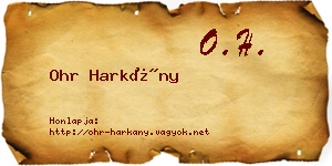 Ohr Harkány névjegykártya